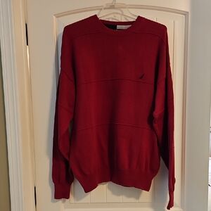 Nautica Men's Preppy Rich Red Crewneck Sweater Large